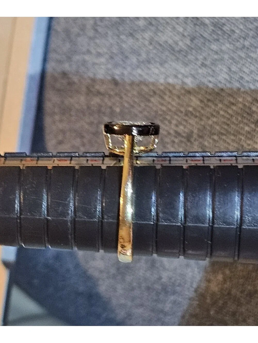 Black Enamel Gold-plated CZ Ring Sz 8 Oval Bezel Set Low Profile NWOT